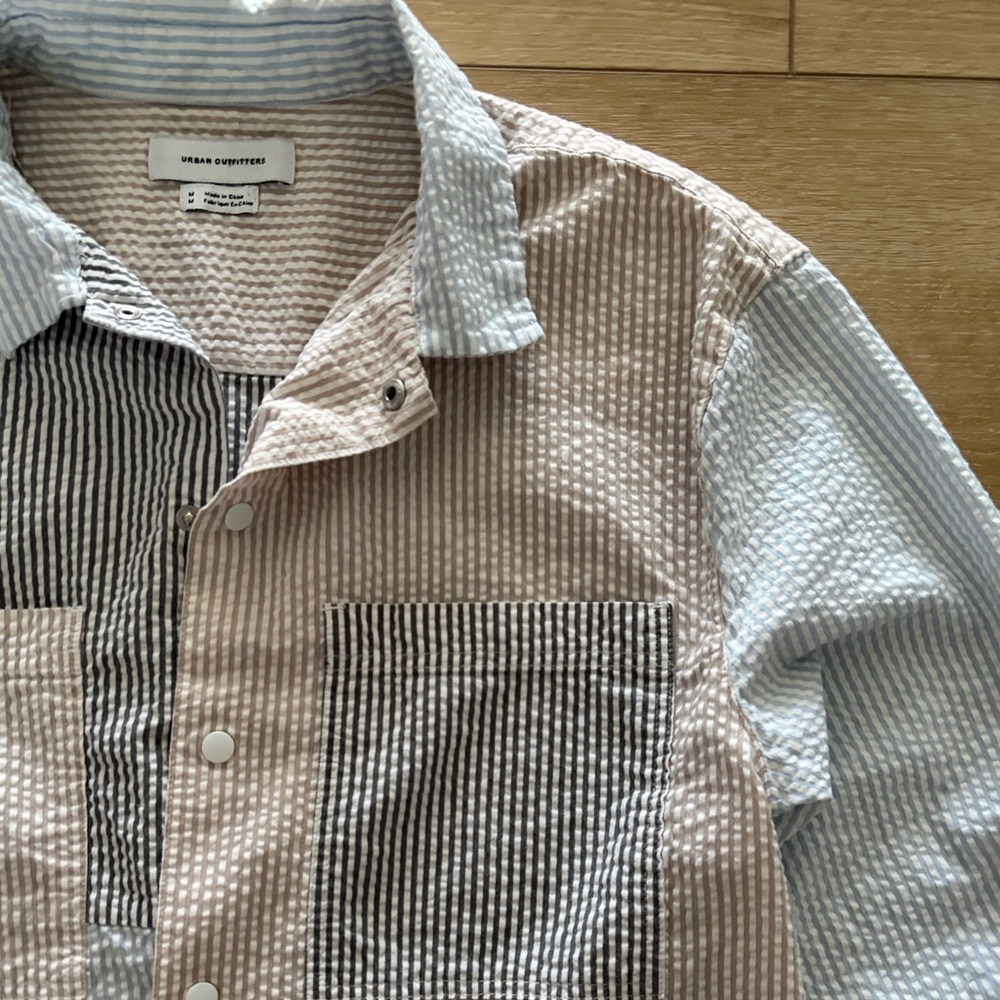 Urban Outfitters Multicolor Color Block Striped Shirt Button Up